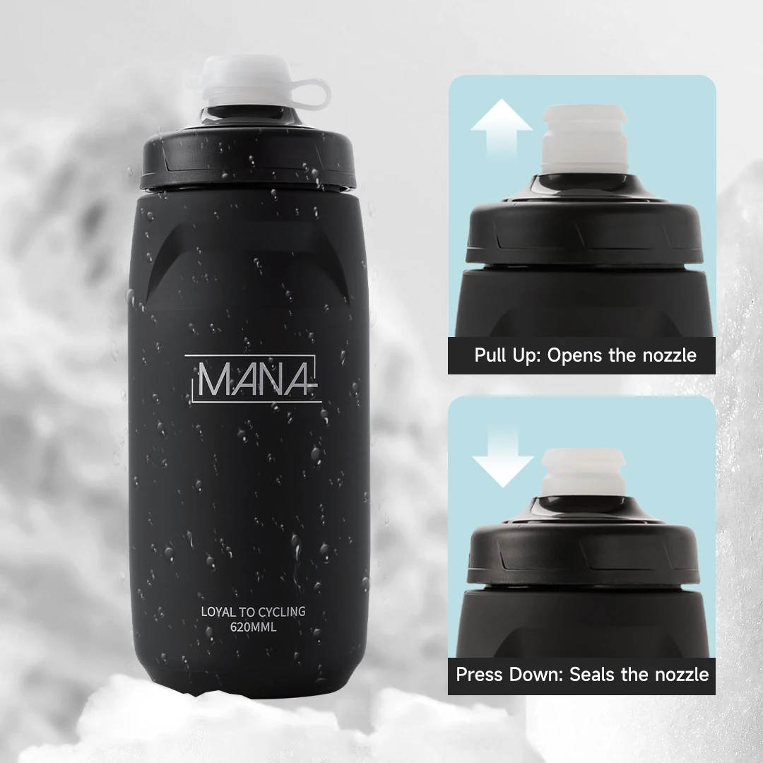 Bicycle Water Bottle Water Bottle Sports Bottle MANA Bicycle Water Bottle 620ML Push-on Ultralight Leak-Proof Odourless Sport Bike Water Bottle Camping Hiking Riding