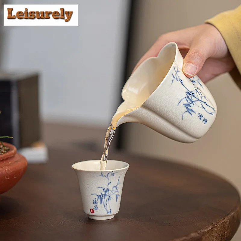 170ML Soda Glazed Hand-painted Bamboo Tea Pitcher Pour Tea Cha Hai Dispenser Justice Cup Flower Tea Fair Mug Teaware Supplies