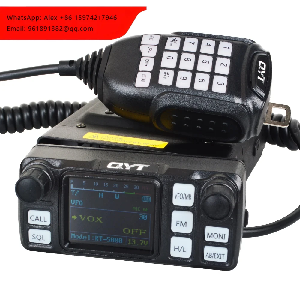 QYT Kt-5000 KT5000 25W VHF UHF 듀얼 밴드 FM 상업용 무전기 2톤 5톤 VOX 스크램블러 차량용 무전기