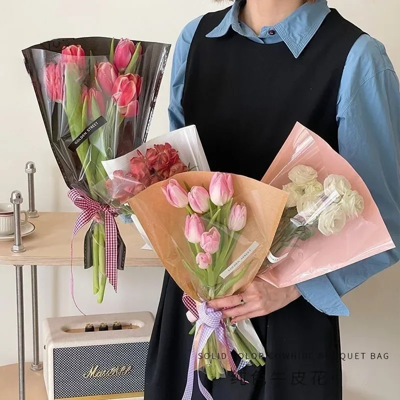 20pcs 멀티 꽃다발 장미 꽃 포장 가방 방수 OPP 꽃 가방 꽃 포…