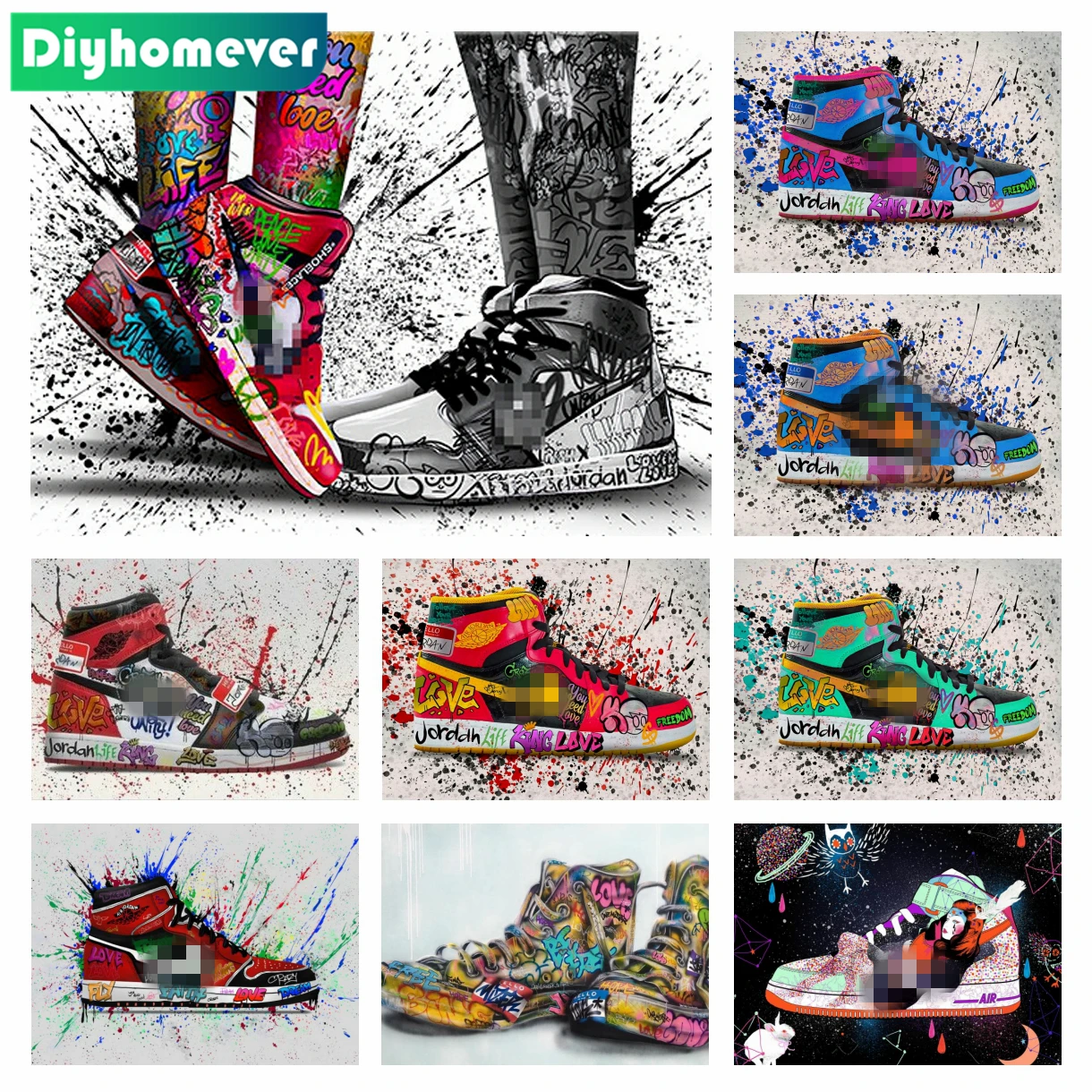 

Graffiti Sneaker Art 5D Diamond Painting Fanshion Shoes Poster Wall Art Embroidery Pop Art Cross Stitch Kits Home Decor Gifts