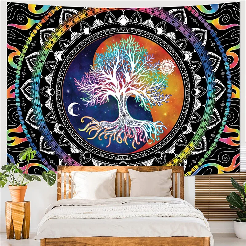 Cosmic Tree of Life Tapestry Fantasy Big Tree Wall Cover Home Decor Origin Tree Background Bedroom Wall Hanging Cloth