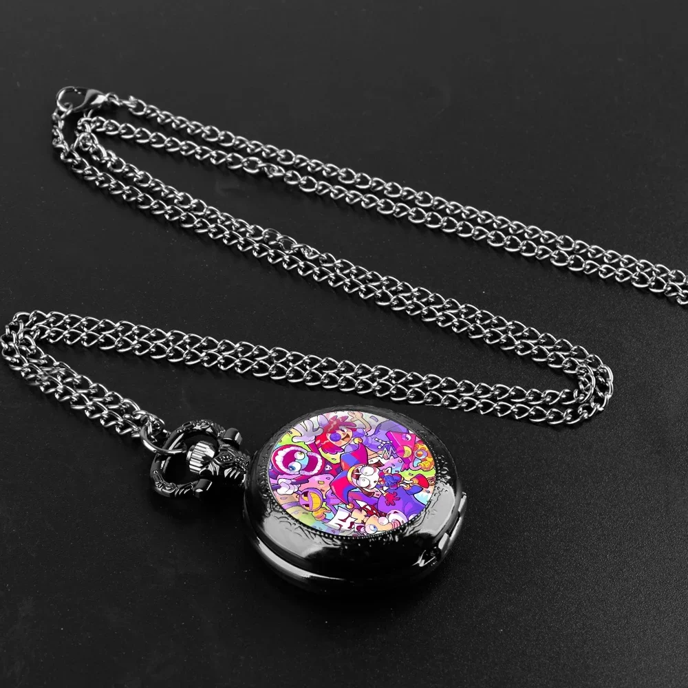 The Amazing Digital Circus Dome Quartz Pocket Watch Vintage Men Women Necklace Pendant Creative Clock Gifts Reloj De Bolsillo