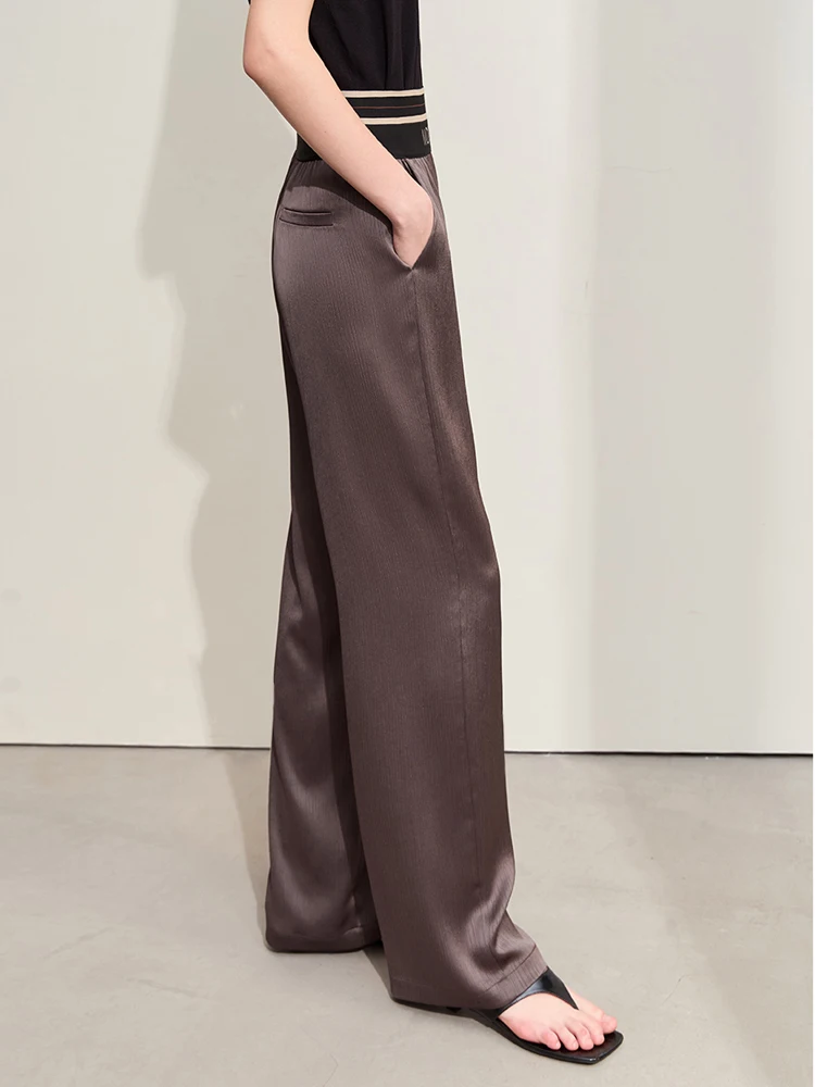 Amii Minimalism 2024 Women Wide-leg Casual Pants Summer New Letter Embroidery Rubber Band Waist Fashion Female Trousers 12422121