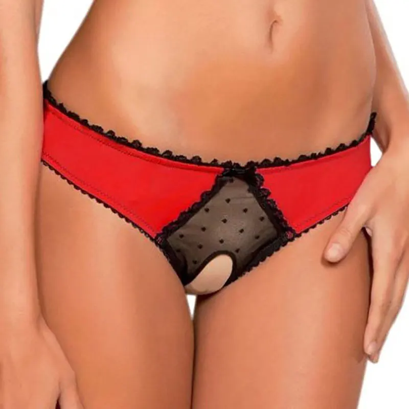 Women Lingerie Women Lace Open Crotch Low Waist Panties Briefs Crotchless Underwear