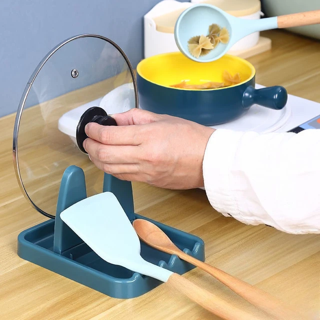 Foldable Pot Lid Rack Plastic Spoon Holder Stand Kitchen Organizer for Fork Spatula Rack Pan Cover Shelf Tableware Storage Rack 2