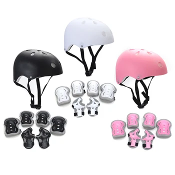 7Pcs Helmet with Knee Pad Elbow Pads Wrist Guards Kids Protective Gear Set for Bicycle Cycling Skateboard Scooter Skating 2