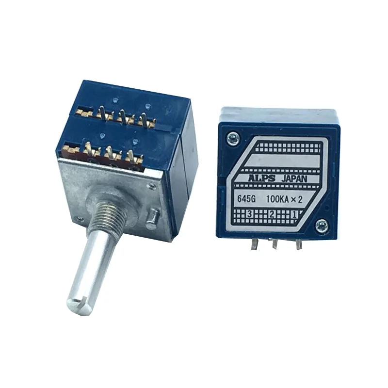 ALPS RK27 Dual-unit Serrated Volume Rotary Potentiometer 1pc 5kX2 10k 20k 50K 100K 250k 500k Round/Flat Shaft 6Pin Leng 25mm
