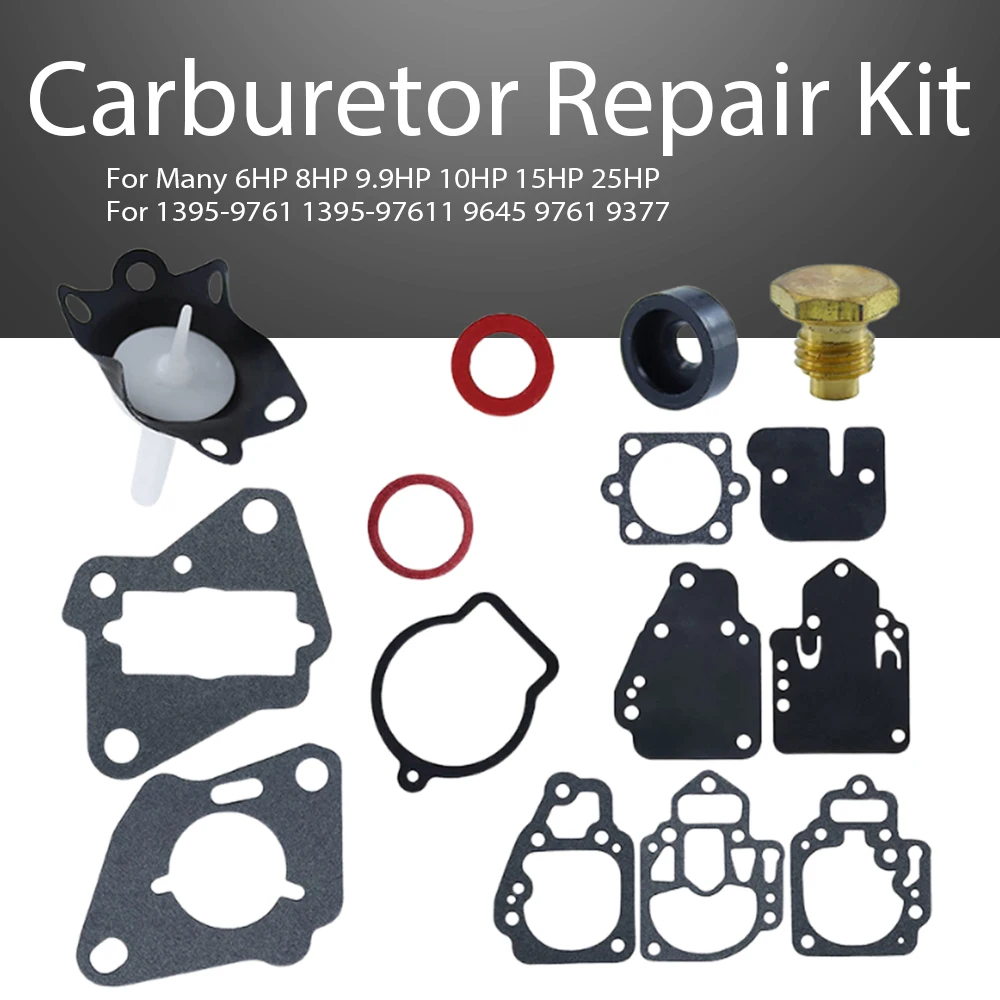 Carburetor Repair Kit For Mercury Mariner 6/8/9.9/10/15/20/25 HP | Replaces 1395-9761-1, 1395-9377, 1395-9803