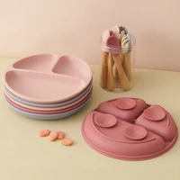 3PCS Silicone Baby Tableware Wooden Handle Fork Spoon Suction Feeding Dishes Baby Meal Tray Feeding Training Sets For Children 2