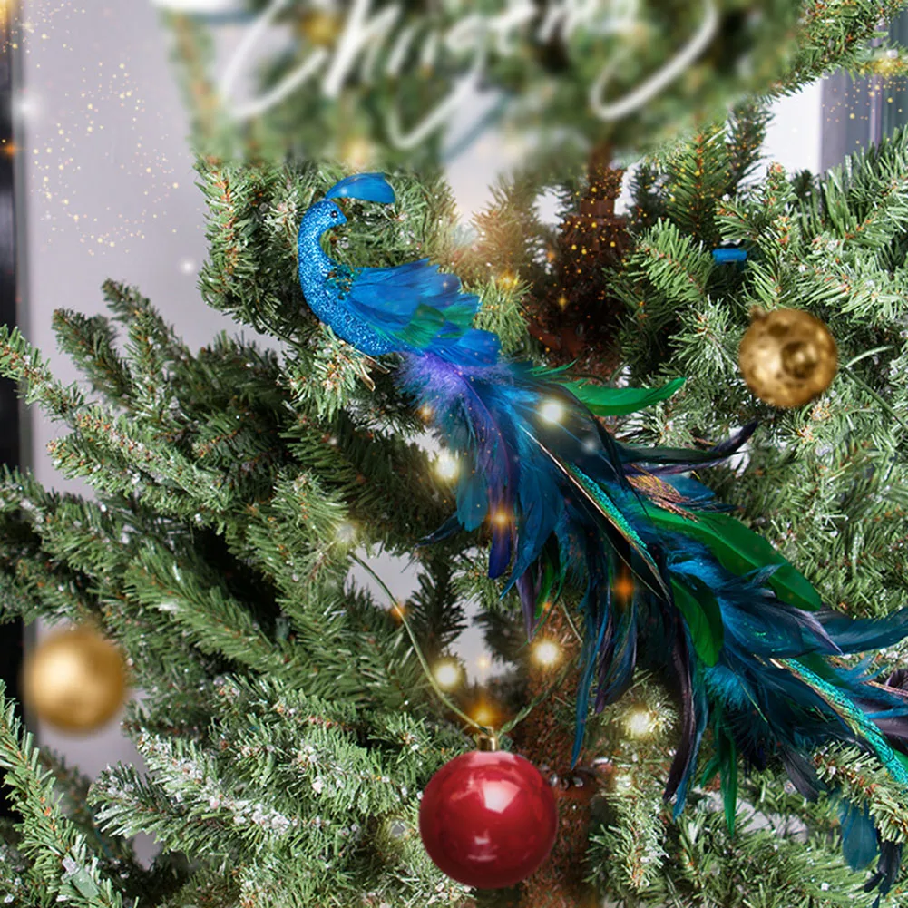 Three Dimensional Peacock Christmas Tree Decoration 11 Artificial Feather  Birds Christmas Tree Wreaths Garland Decorations 