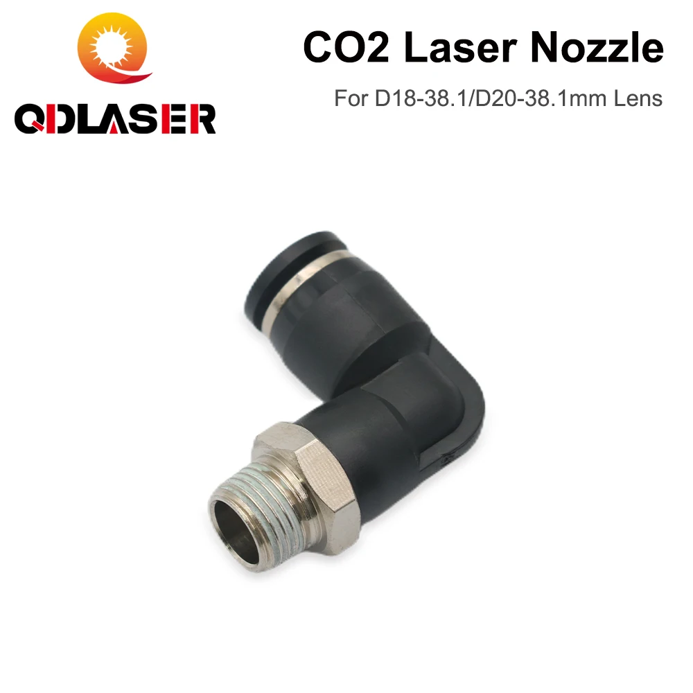 QDLASER CO2 Laser Air Nozzle for Dia.18/20mm FL38.1mm Lens CO2 Short Nozzle A with Fitting M5 for CO2 Laser Cutting Machine