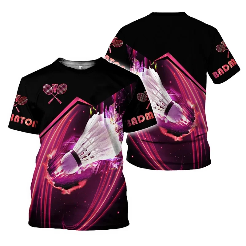 Mens T Shirt Gym 3D Indoor And Outdoor Sports Badminton Print T-Shirts Fashion Sportswear Unisex Daily Fitness Streetwear Tops