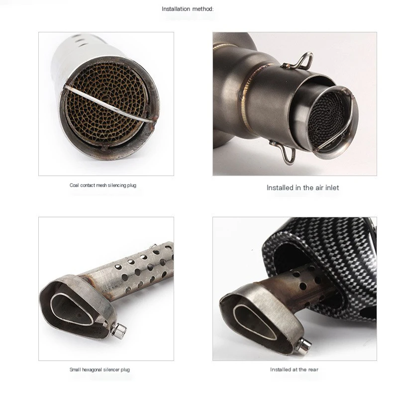 Motorcycle Tuned Exhaust Pipe Hexagonal Exhaust Pipe Muffler Universal Cannonball Tuning Muffler Back Pressure Core Fittings