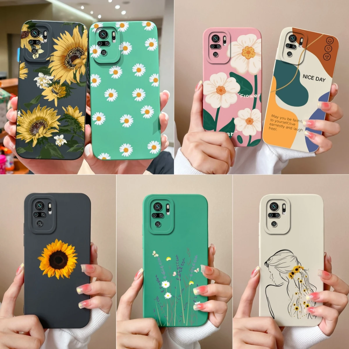 Custodia Per Xiaomi Redmi Note 10 10 T 10 S 4G 5G Bellissimo Fiore In Silicone Quadrato Protettivo Per Redmi Note 10 10 T 10 S Coque Bumper