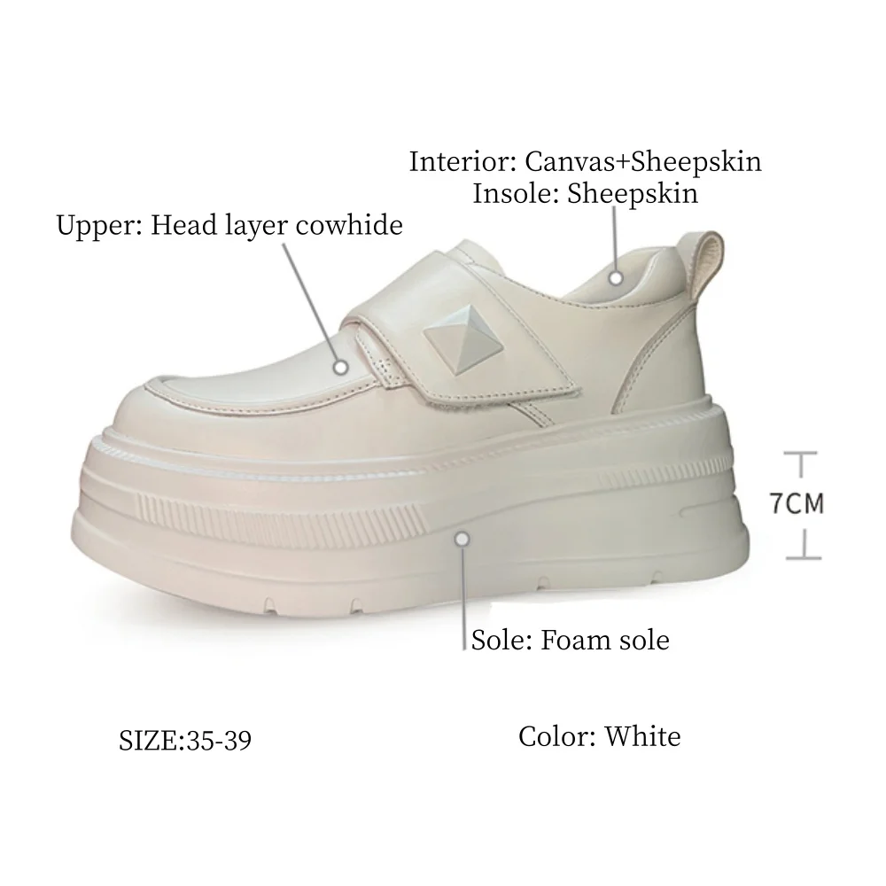 Women's Large Rivet Loafers Shoes Hook&loop Comfortable Shoes Fashion Outdoor Multifunctional Sport Shoes ToeLayer Cowhide 6