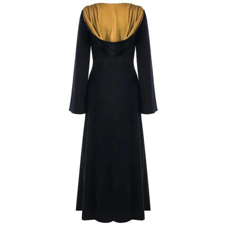 Halloween Medieval Dress for Women Vintage Hooded Cloak Robe Cosplay Costume Retro Scary Vampire Witch Carnival Disfraz Mujer