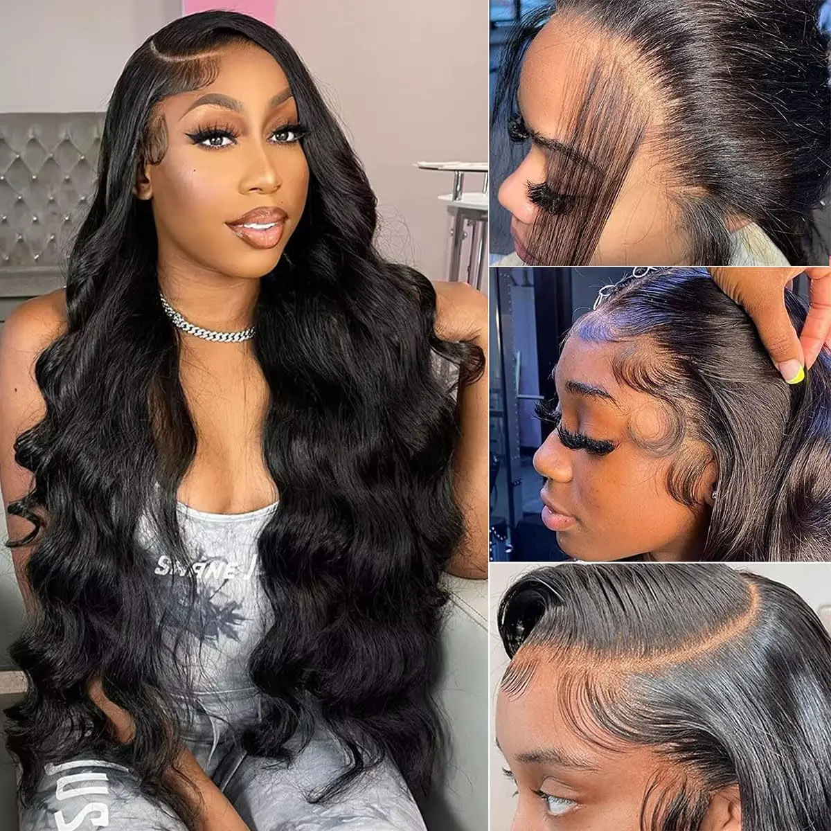 

13x6 Hd Transparent Lace Frontal Wig Body Wave Lace Front Wigs 32 Inches Pre Plucked Bling Hair Lace Front Human Hair Wigs
