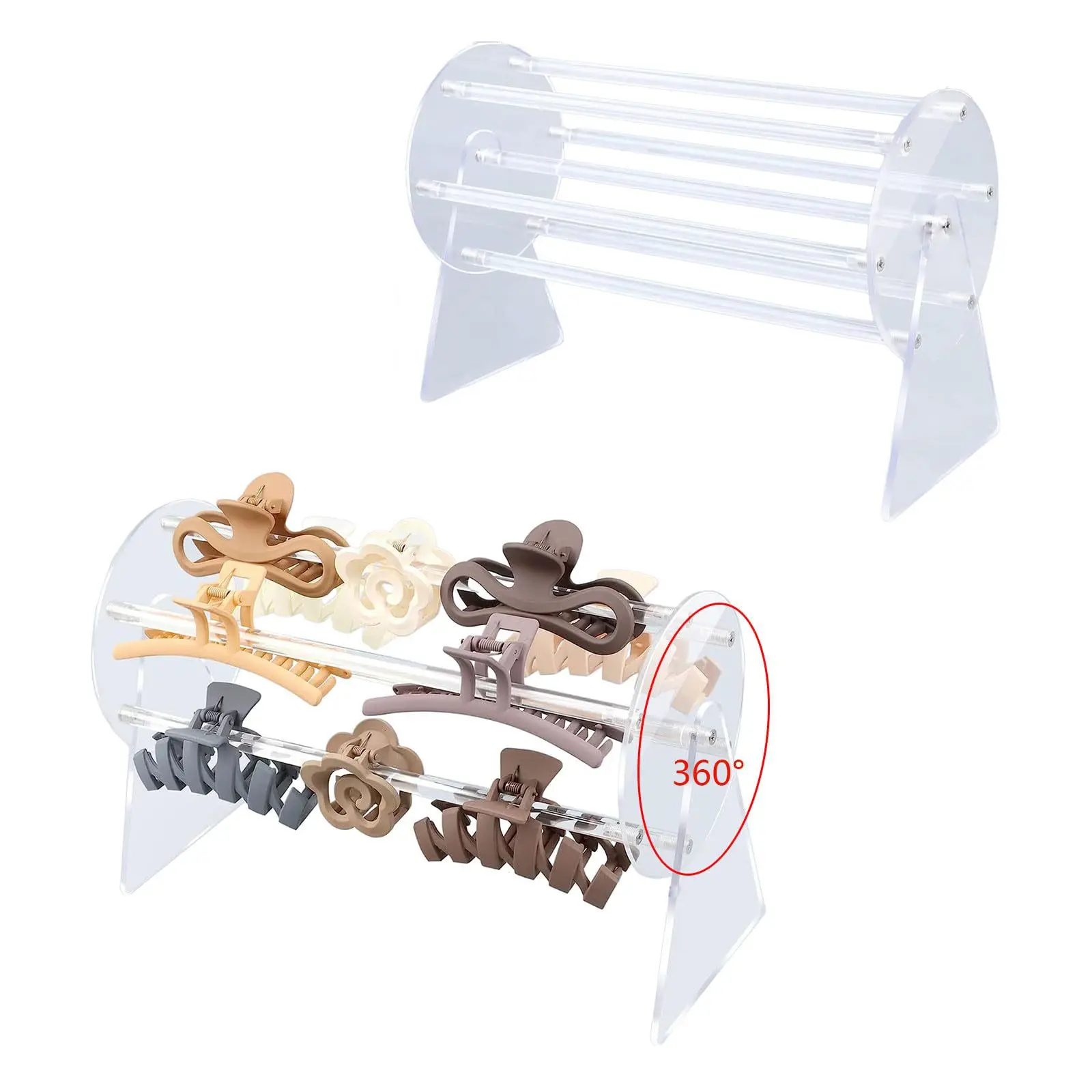 Acrylic Headband Display Stand Hair Tie Storage Rack Rotating Claw Clip Organizer Holder Clear Display Stand Hairband Bands Box 5