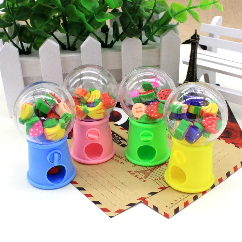 Creative Gashapon Machine Erasers 12pcs Cute Mini Rubber Erasers Korean Stationery Kid Toys Correction Tool Office Supplies pencil eraser,eraser pen,plasticine eraser,eraser refillable pen,biscuit eraser,kneadable eraser,retractable eraser