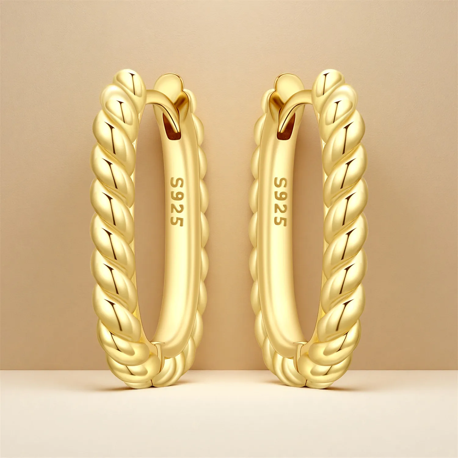 Schlichte U-förmige Ohrringe aus 925er Sterlingsilber, goldfarben, vielseitige Creolen für Damen, edler Schmuck, Geschenke für Geburtstagsfeiern – Detail 18