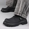 Spring Autumn British Thick Casual Derby Shoes for Men Fashion 2025 New Designer Rotary Button Black Dress Wedding Shoes Man 5