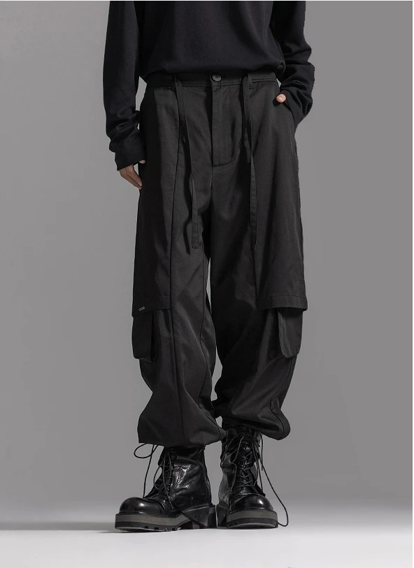 Customized oversized new fashionable design Japanese layered patchwork leggings for men and women loose casual pants S~6XL