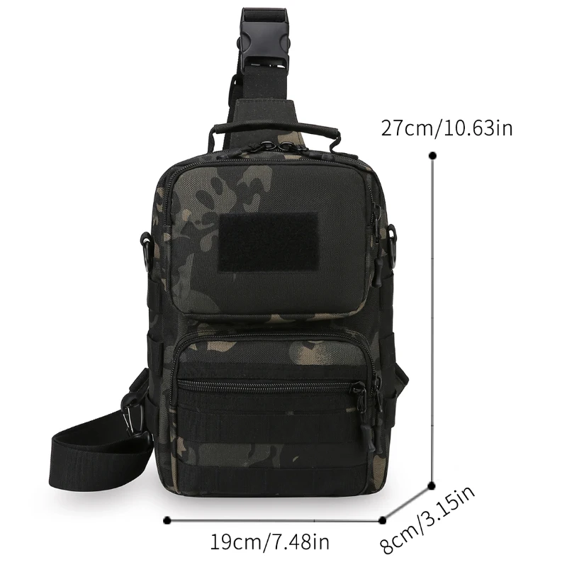 Men's shoulder bag, hiking camouflage chest bag, multiple pockets, side back crossbody bag, backpack