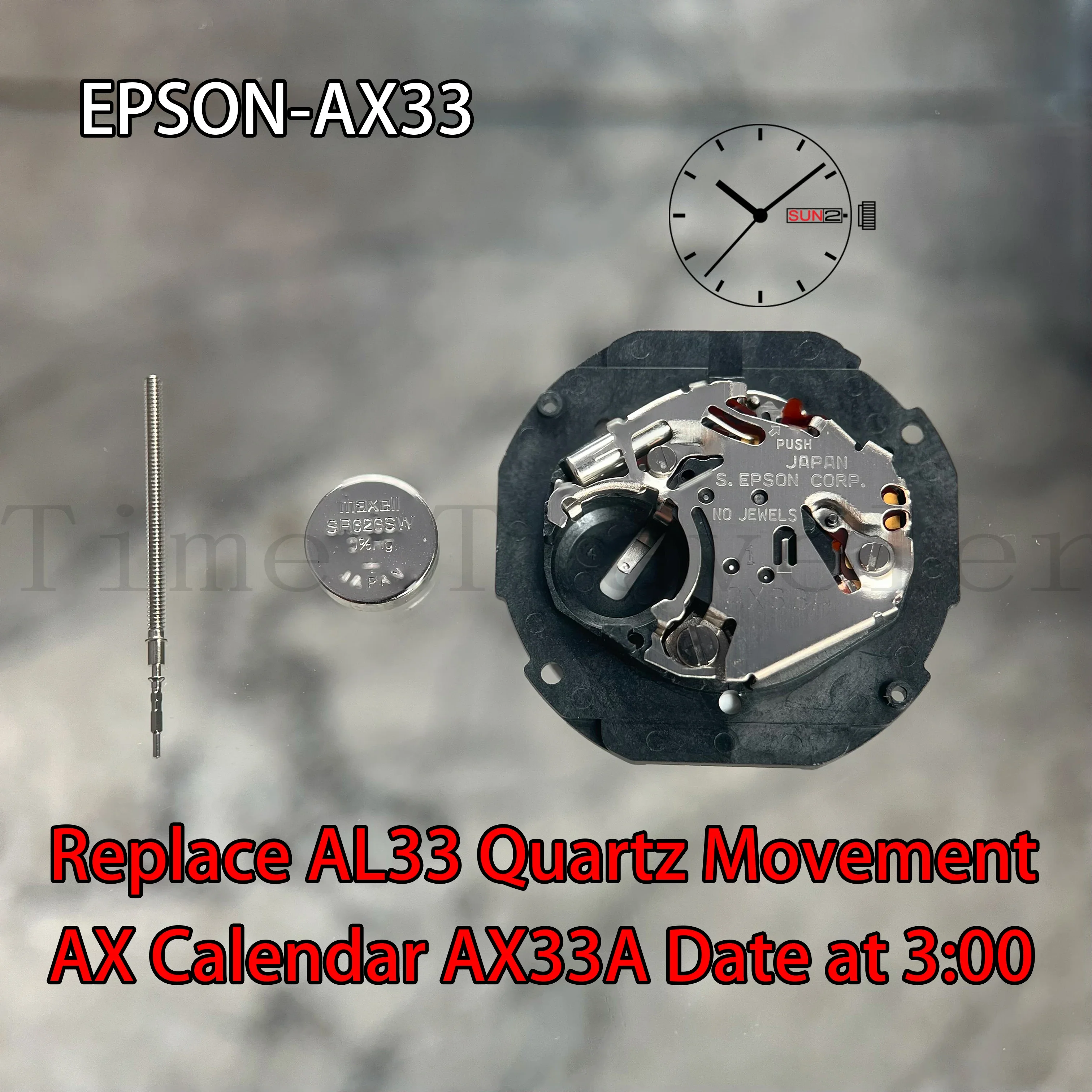 Epson AX33 Movement Japan Genuine AX Calendar Series AX33A Quartz