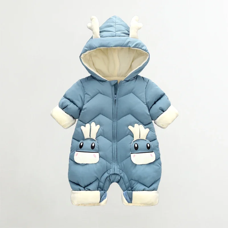 Vestiti per neonata appena nati Tuta da neve invernale più tuta per neonato in velluto spesso 0-3 anni Pagliaccetto per ragazzo Cappotto per bambino - immagine 3