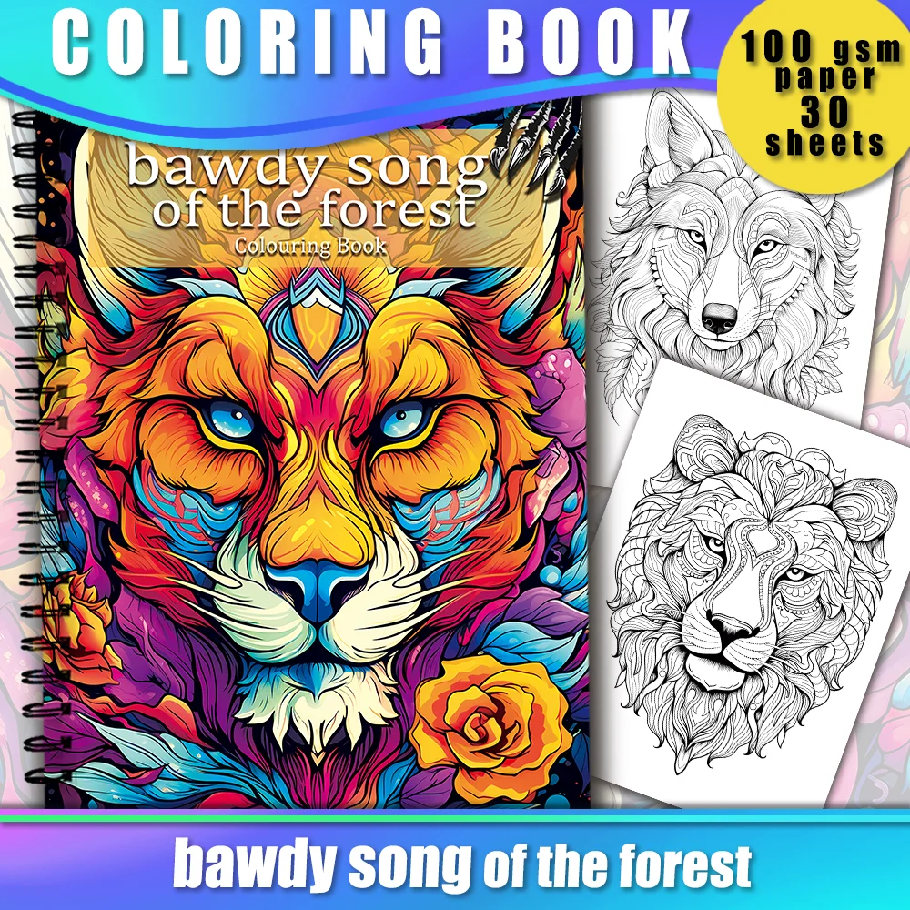 Women's Spiral Adult Coloring Book - 30 Sheets, Creative Gift for Birthdays & Holidays, 11.2 x 8.3 Inches