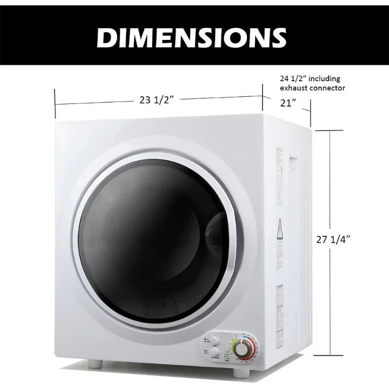 Compact Dryer 13.2 lbs Load Volume 110V 1500W Portable Clothes Dryer 3.5 cu.ft. Stainless Steel Tub, 4 Drying Modes 4