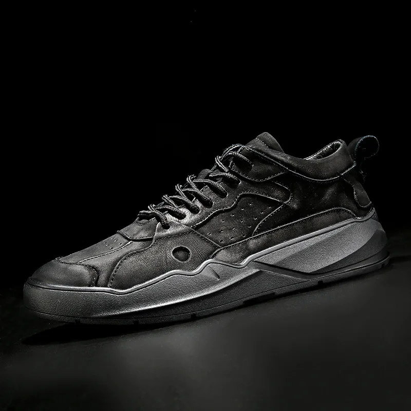 

2022 new men's shoes leather sneakers men's trend men's casual toe layer leather trendy shoes
