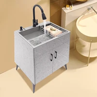 Stainless Steel Kitchen Sink with Cabinet and Faucet Portable Laundry Sink for Laundry & Utility Room Multi-functional Kitchen 1
