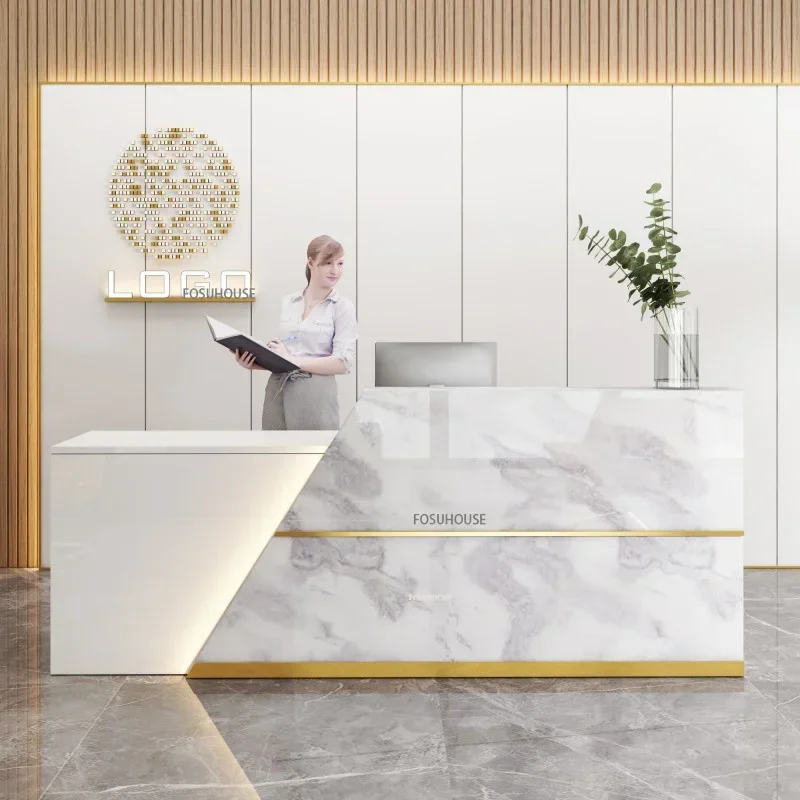 Modern Reception Desk Luxury Company Front Desk Office Furniture Bar Beauty Salon Counter Table Commercial Cashier DesksN