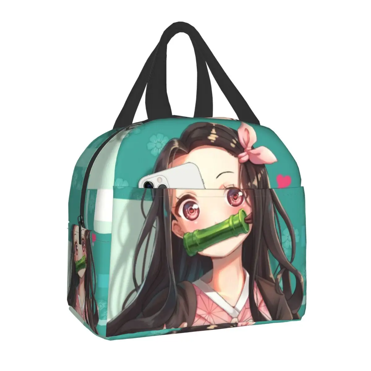 

Nezuko Kamado Demon Slayer Insulated Lunch Bag for Women Kimetsu No Yaiba Anime Portable Picnic Cooler Thermal Bento Box School