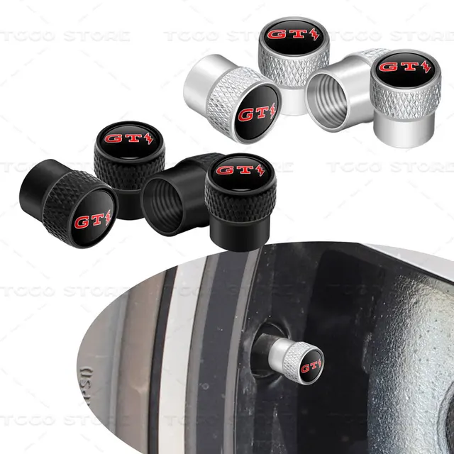 4pcs Car Wheel Tire Valve Core Cap Dust Proof Covers For GTI Lightning Logo Golf MK3 MK4 MK5 Polo Touareg Touran Passat Jetta 1