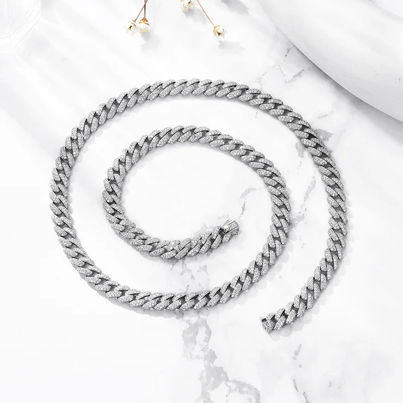Halaile S925 Sterling Silver Sparkling D Color High Carbon Diamond Cuban Necklace Hip Hop Fine Jewelry for Women Men Trendy Gift 2