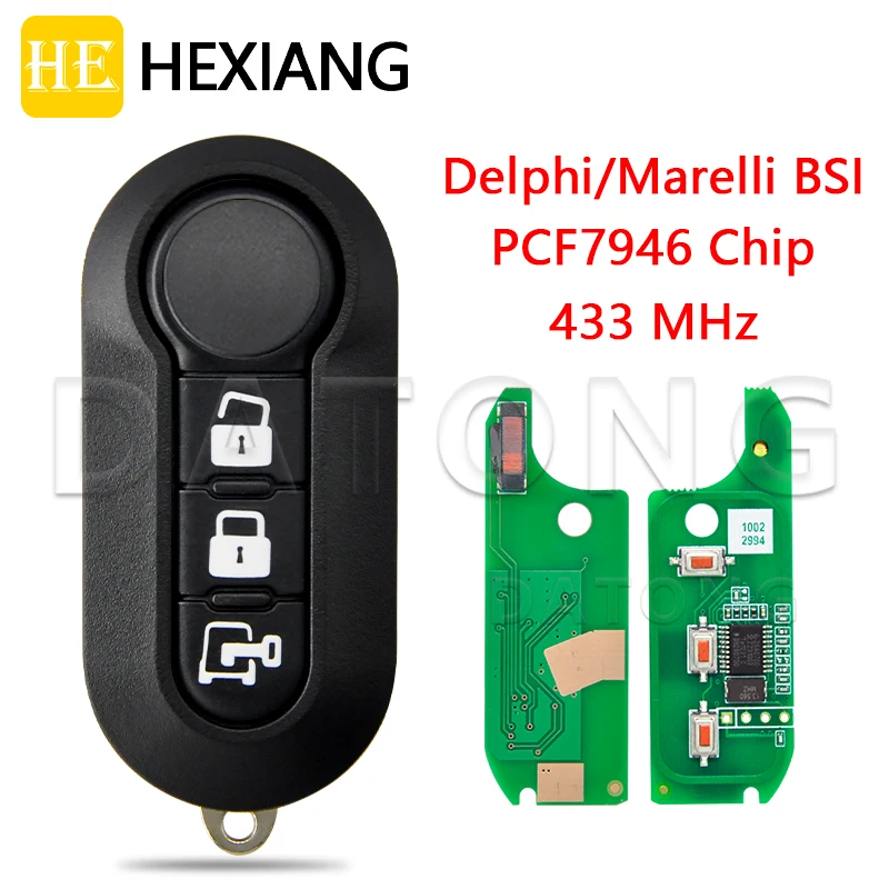 HE Xiang Car Remote Key For Fiat 500L MPV Ducato Citroen Jumper Peugeot Boxer 2008-2015 Marelli BSI PCF7946 433.9ASK Replace Key