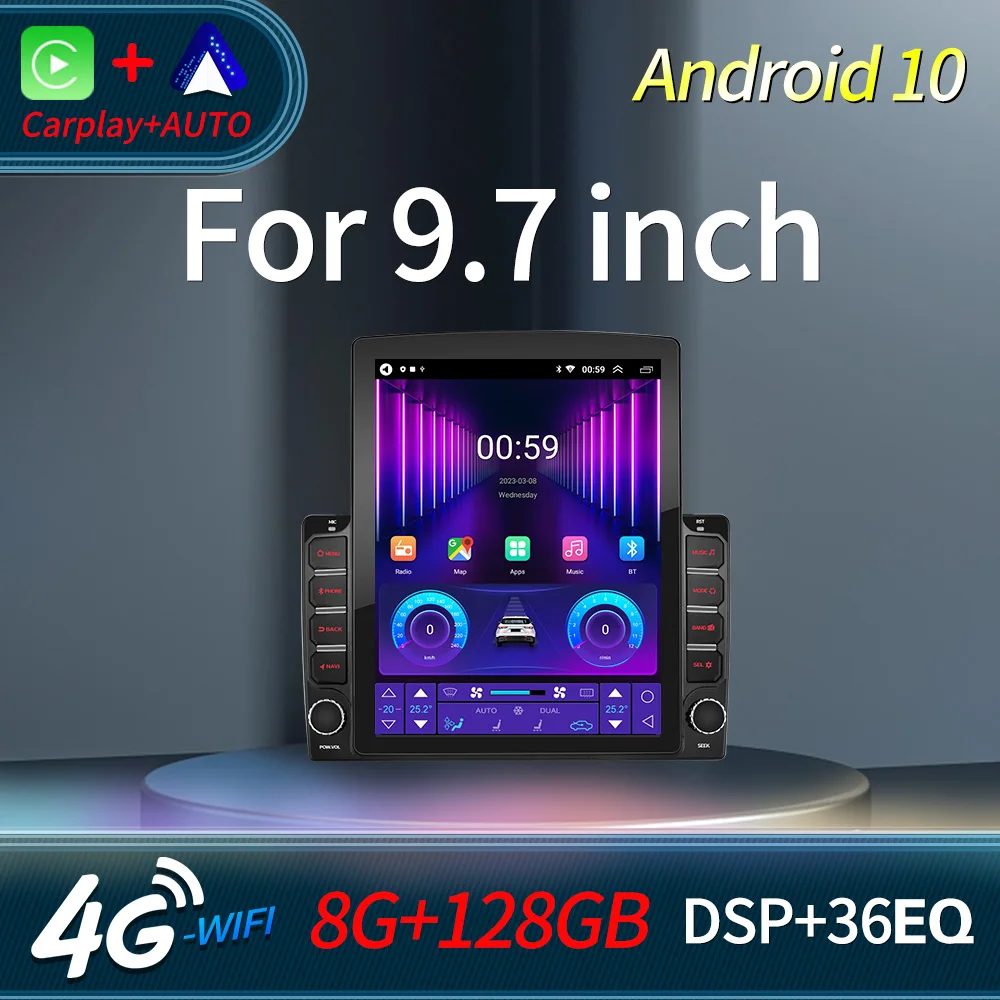 2 din 안드로이드 Carplay/자동 라디오 9.7 ''세로 화면 GPS 자동차 비디오 플레이어 라디오 테슬라 스타일 헤드 유닛 2DIN 스테레오 수신기 DSP