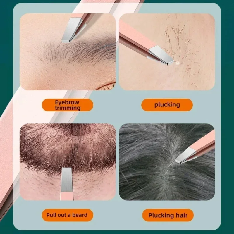훌륭한 정밀 핀셋 키트, 4개, 눈썹용 트위저, 내향성 모발용, 턱 털용, 뽑는 모발용, 남성용 및 여성용