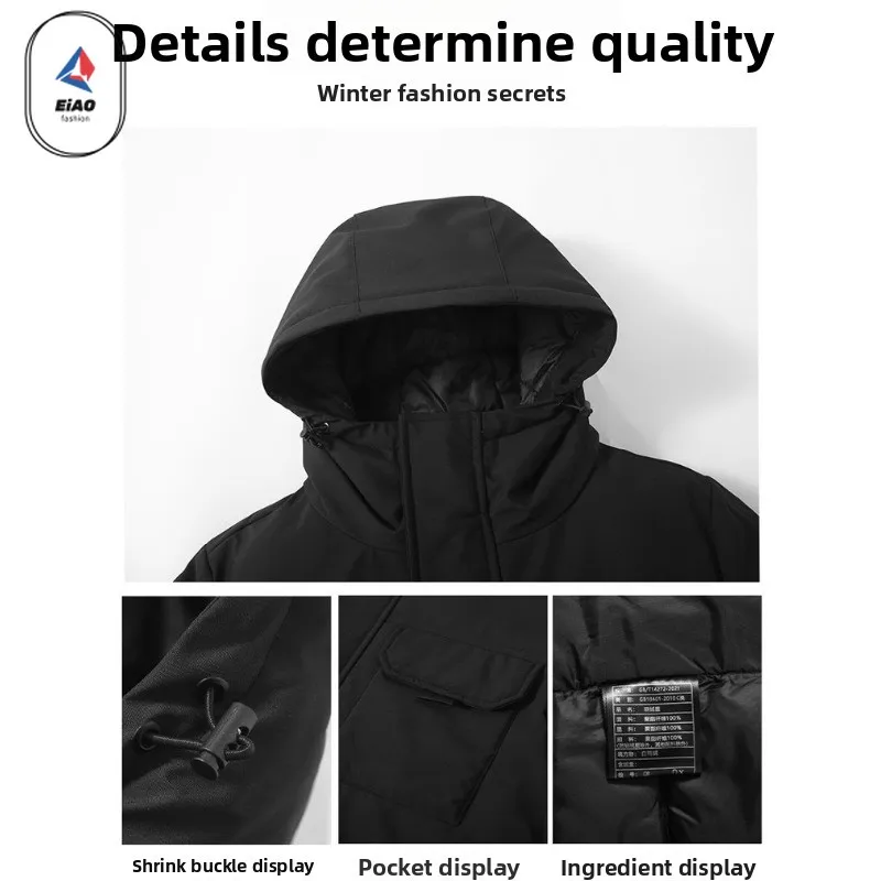 EIAO Outdoor Snow Duck Down Parka Men 2026 Winter New Fashion Thick Multi-Pocket Down Jacket Brand Camping Hunting Puffer Jacket