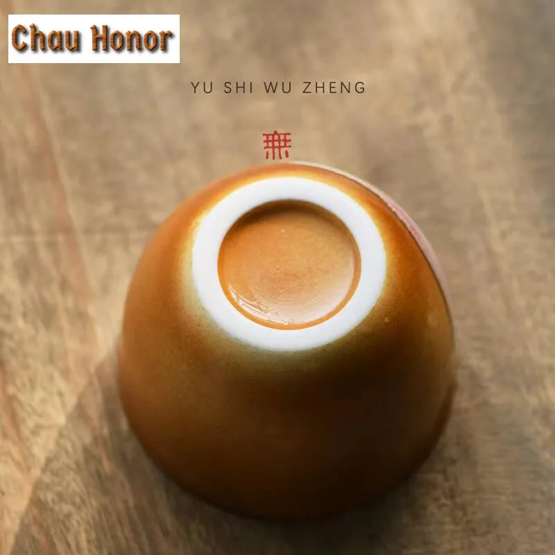 160ml Retro Soda Coarse Pottery Teacup Antique Rich Flower Blossom Ceramic Cup Creative Cylinders Master Cup  Coffee Mug Gifts