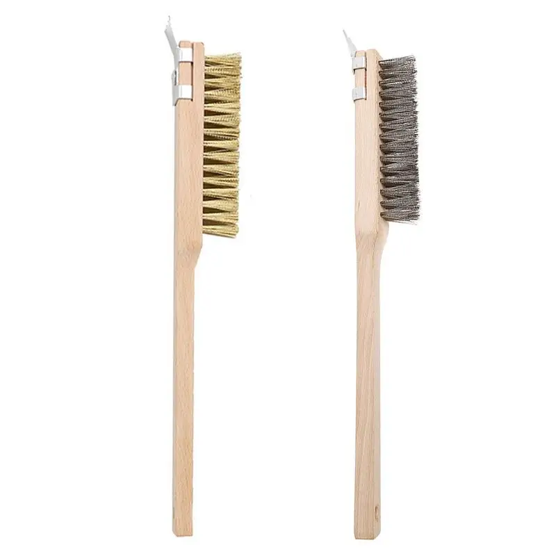 

1PC Pizza Oven Brush Wood Handle Bristle Brass Grill Cleaning Brush Home Kitchen Small Brush For Roccbox Onni Koda Oven Cleaner