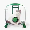 Moderna maleta transparente con ruedas para mascotas, perros y gatos, ideal para viajes, bolsa de transporte de gran capacidad
