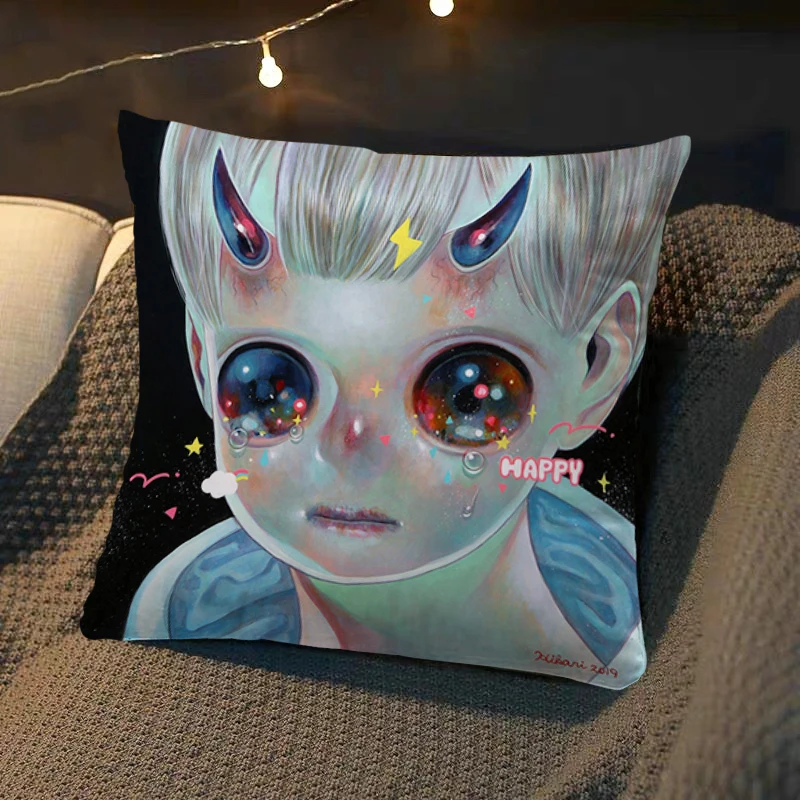 

Pillowcase Japanese Hikari Shimoda illustration Square Cushion Cover Pillow Cover Pillow Case Room Decor Dakimakura Wedding Gift