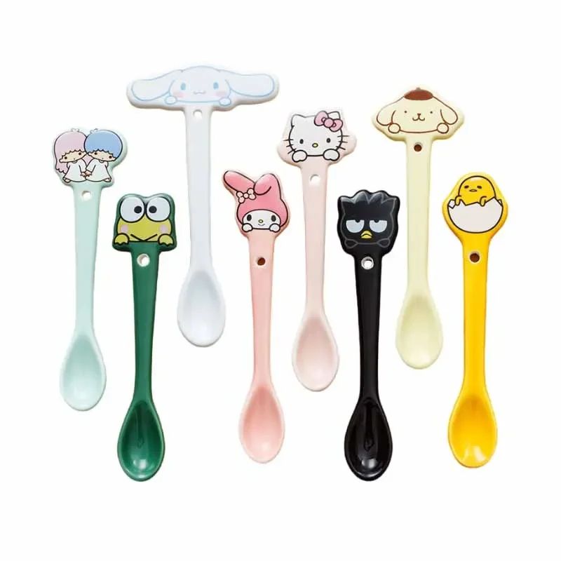 

Sanrioed Kawaii Anime Cartoon series Spoon ceramic mixing spoon cartoon cute shape small spoon creative personality