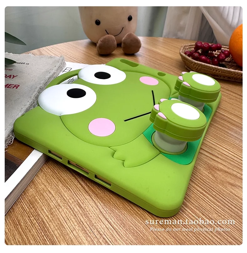 Children's Silicone Tablet Protective Case with Kerokerokeroppi Design