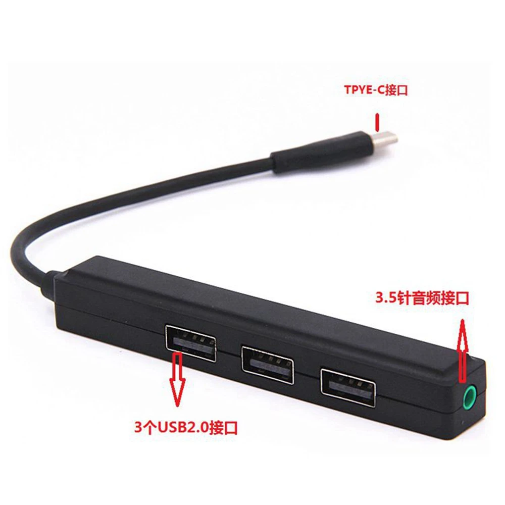 

USB 3.1 Type C To USB 2.0 HUB 1m3.5mm Audio Output Converter Cable For MacBook Pro 13 15 chromebook S8 Note8 G6 V20 V30