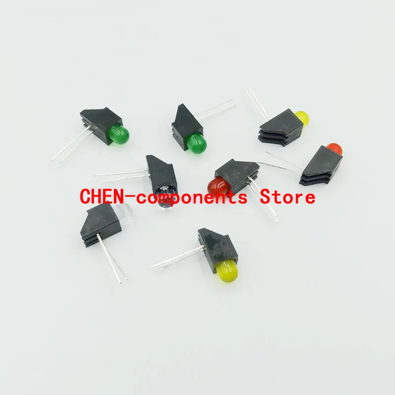 50PCS F5/5MM LED 단일 홀 램프 홀더(램프 비드 포함) 90도 구부러진 발 PCB 홀더 F5 신호 발광 표시기